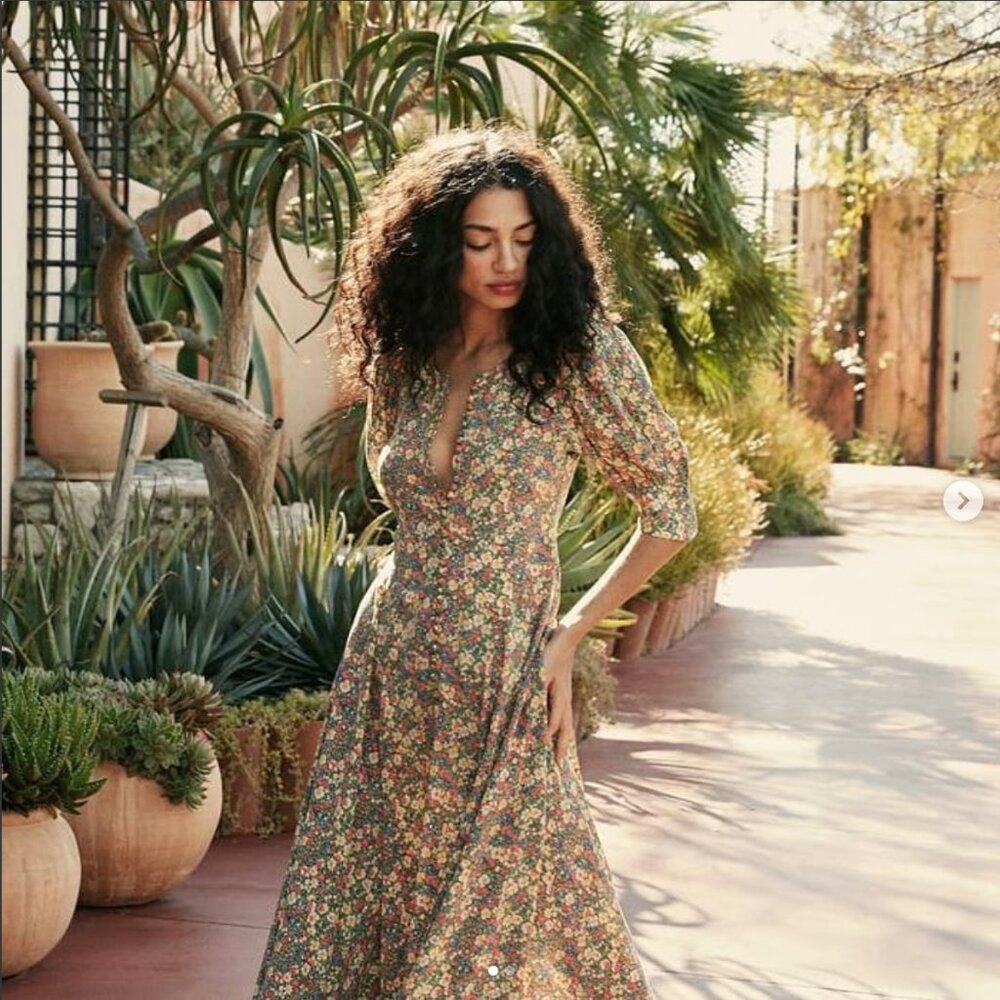 Doen Laurel Green Valley Floral Dress xs